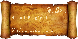 Hidasi Szigfrid névjegykártya